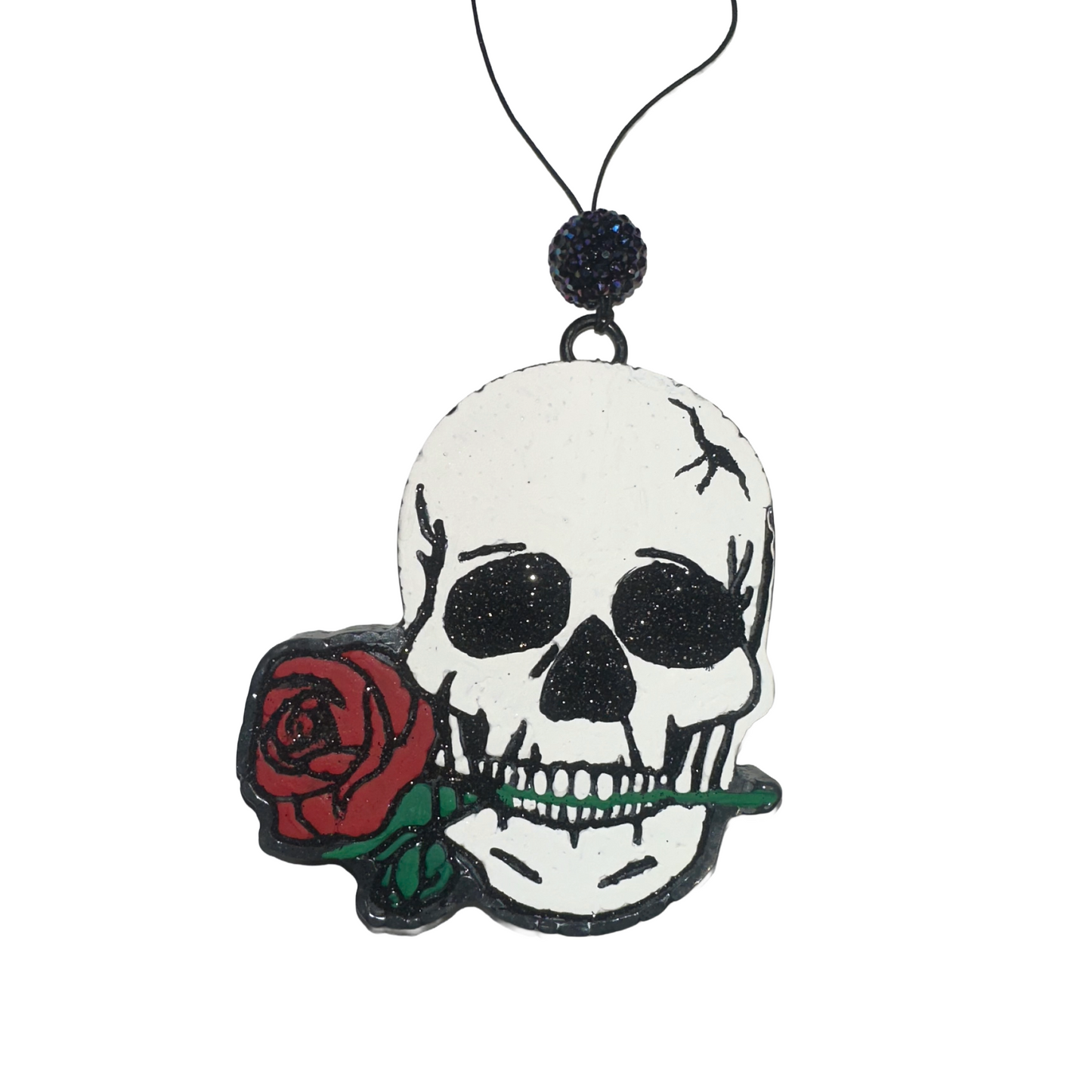 Midnight Rose Skull Freshie